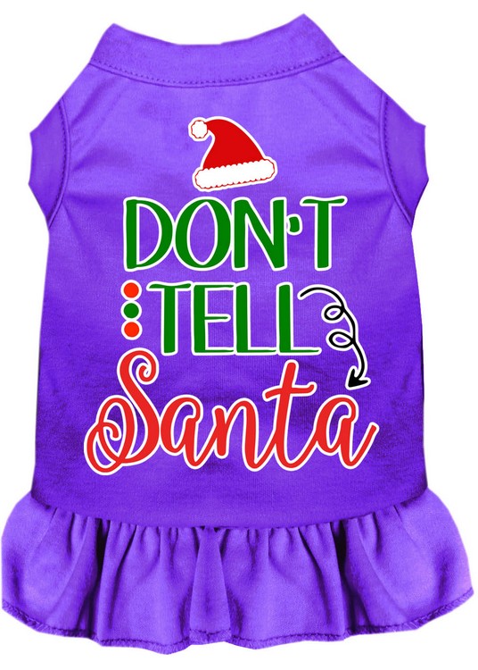 Don't Tell Santa Screen Print Dog Dress Purple XXL